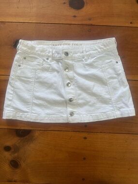 American Eagle Outfitters Low Rise White Button-Front Mini Skirt